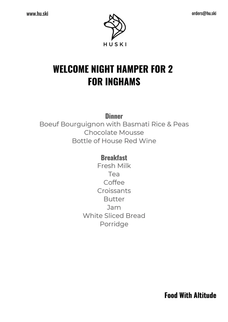 4 Huski Menu Hamper For 2