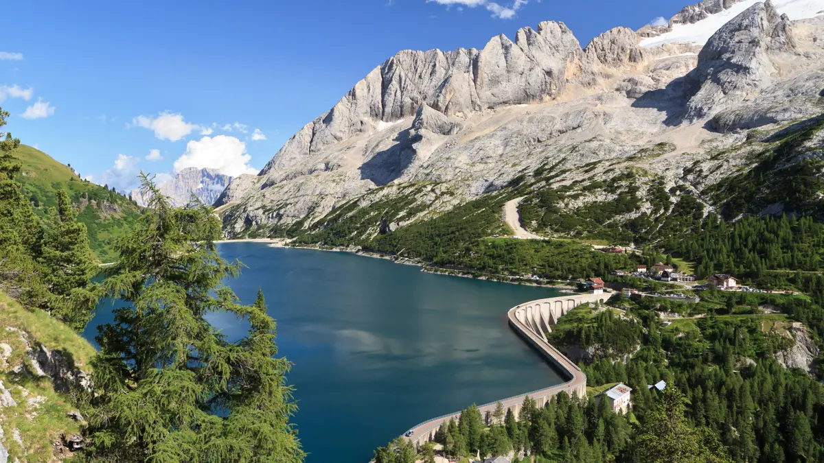 Fedaia Pass With Lake