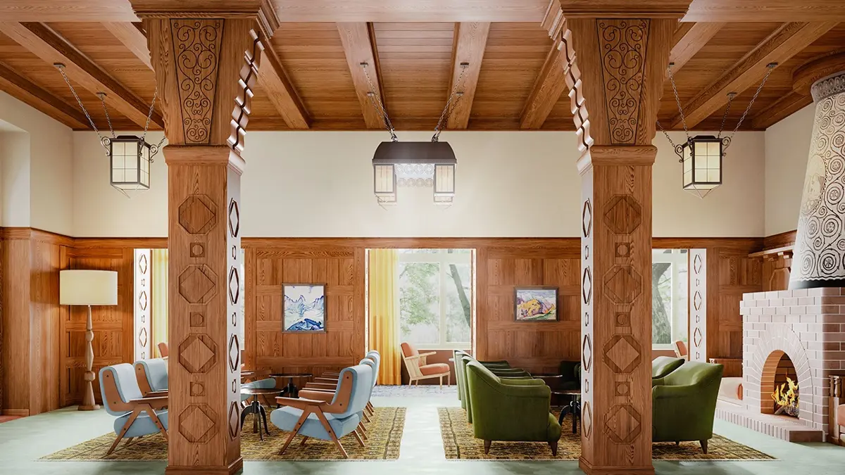 Grand Hotel Belvedere Wengen Lobby Artists Impression